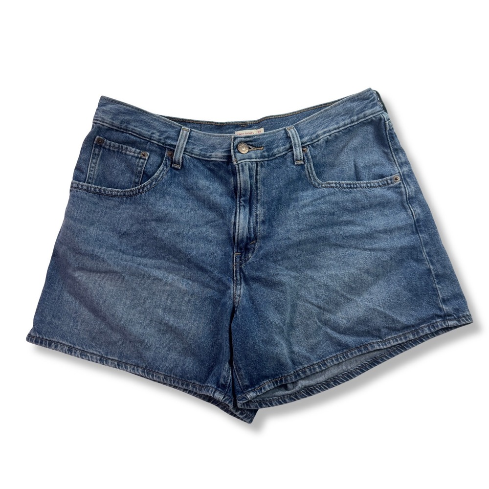 Levis Cinch Shorts High Rise Denim Cinch Back Summer Womens Blue Size 32